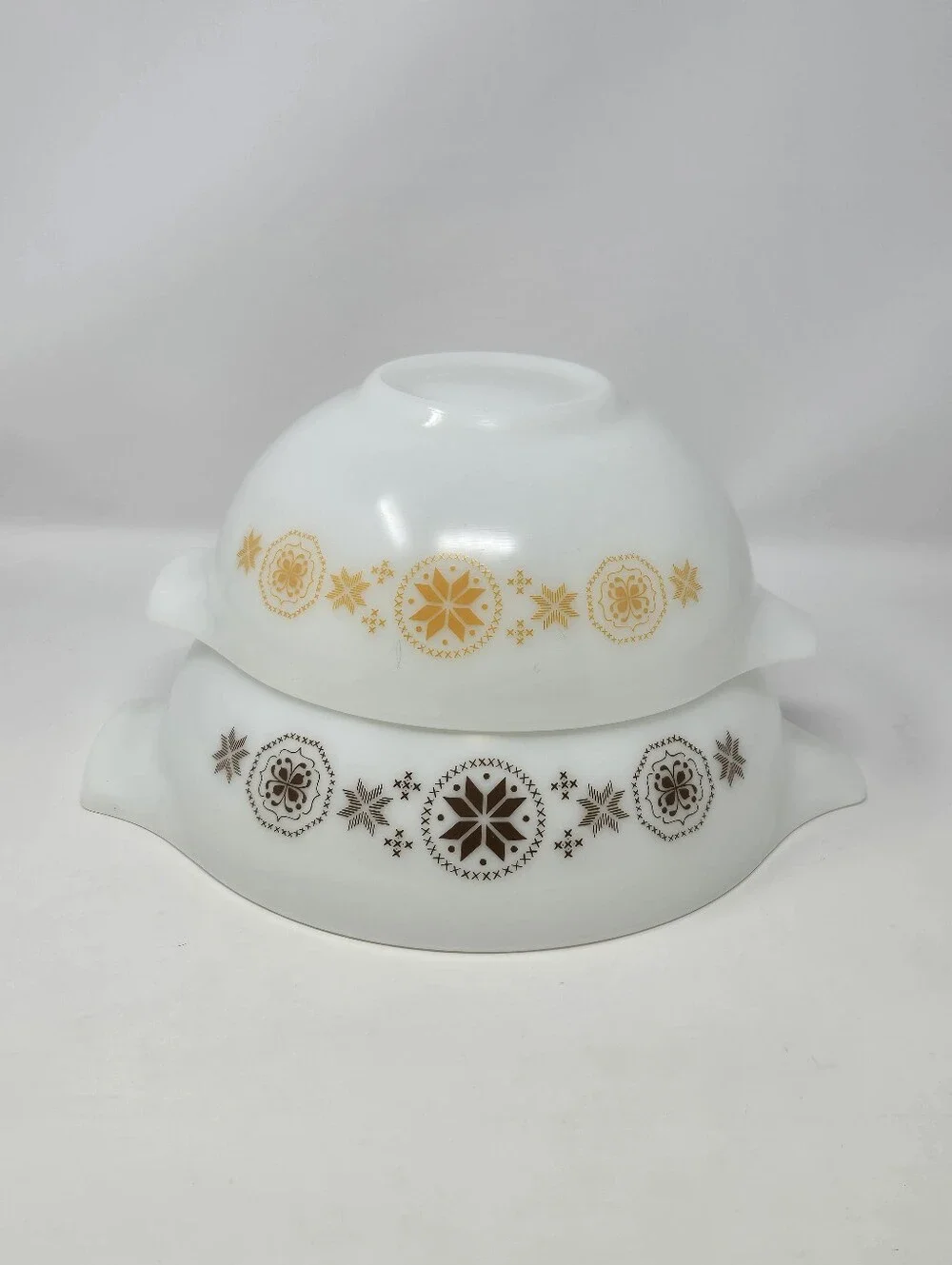 VINTAGE PYREX TOWN & COUNTRY CINDERELLA BOWL #444 #443 CASSEROLE DISH SET OF 3